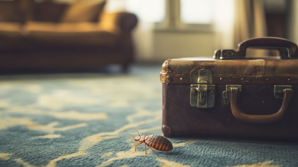 cimici dei letti Bagagli e valigie di ritorno da un viaggio