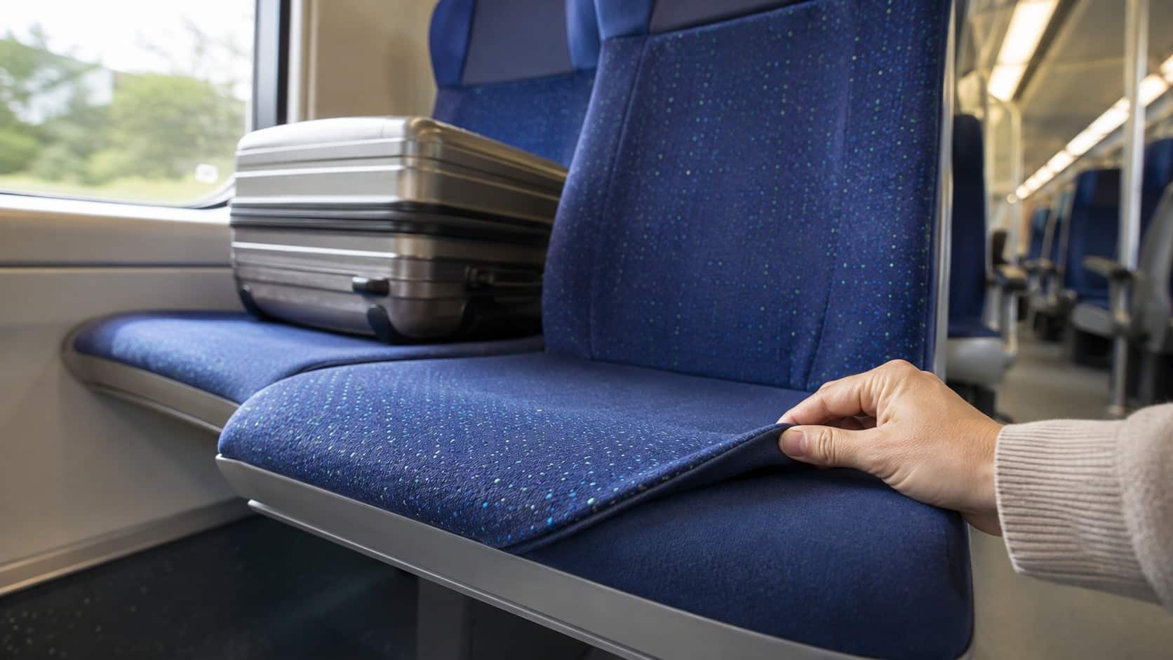 Cimici dei letti sui mezzi pubblici: controllo del sedile in treno accanto al trolley